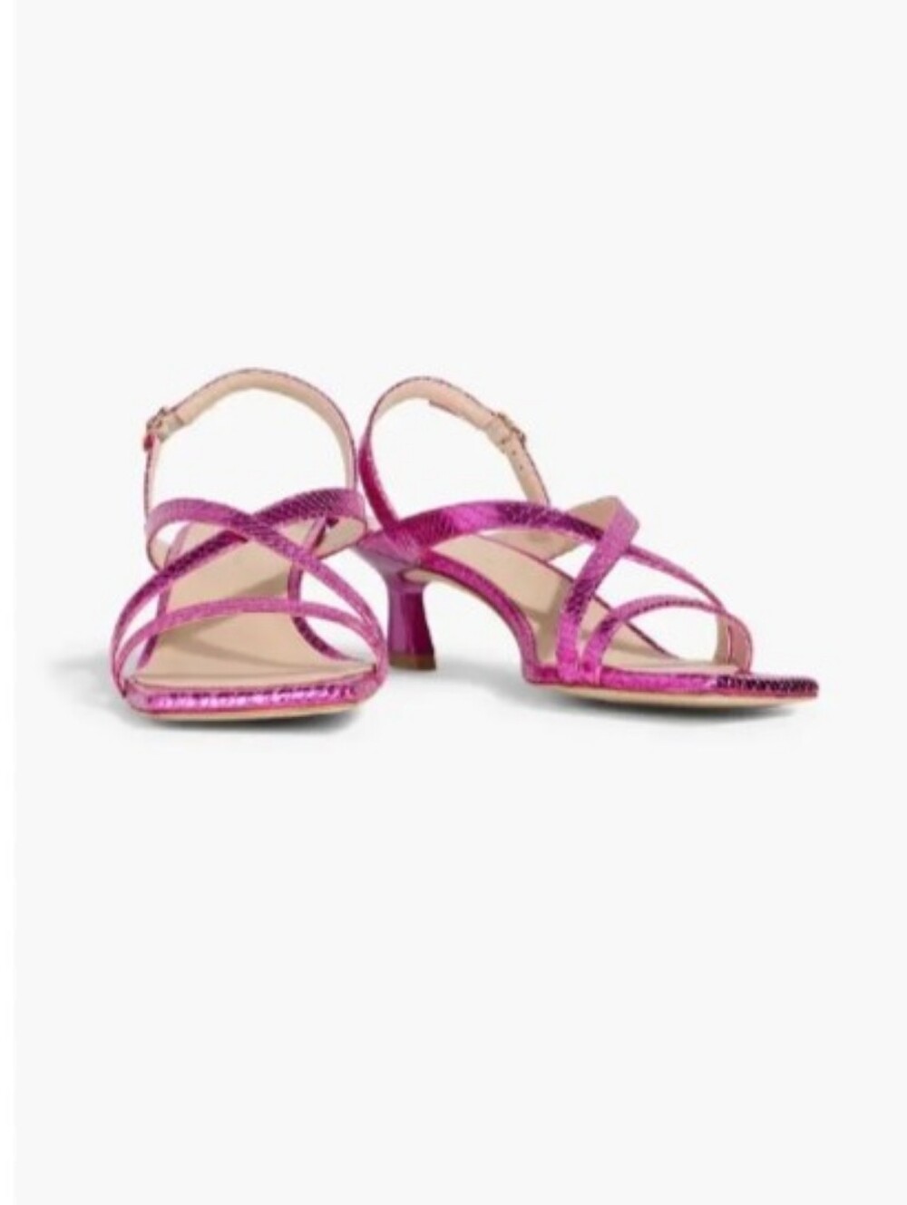 Stuart Weitzman Oasis 50 Fuchsia Snake Effect Leather Sling Back Size 8.5B NWT